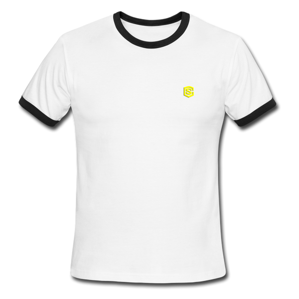 Men's Ringer T-Shirt WITH YELLOW  LOGO - white/black