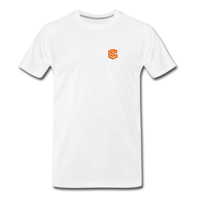 Men’s Premium Organic T-Shirt WITH ORANGE LOGO - white