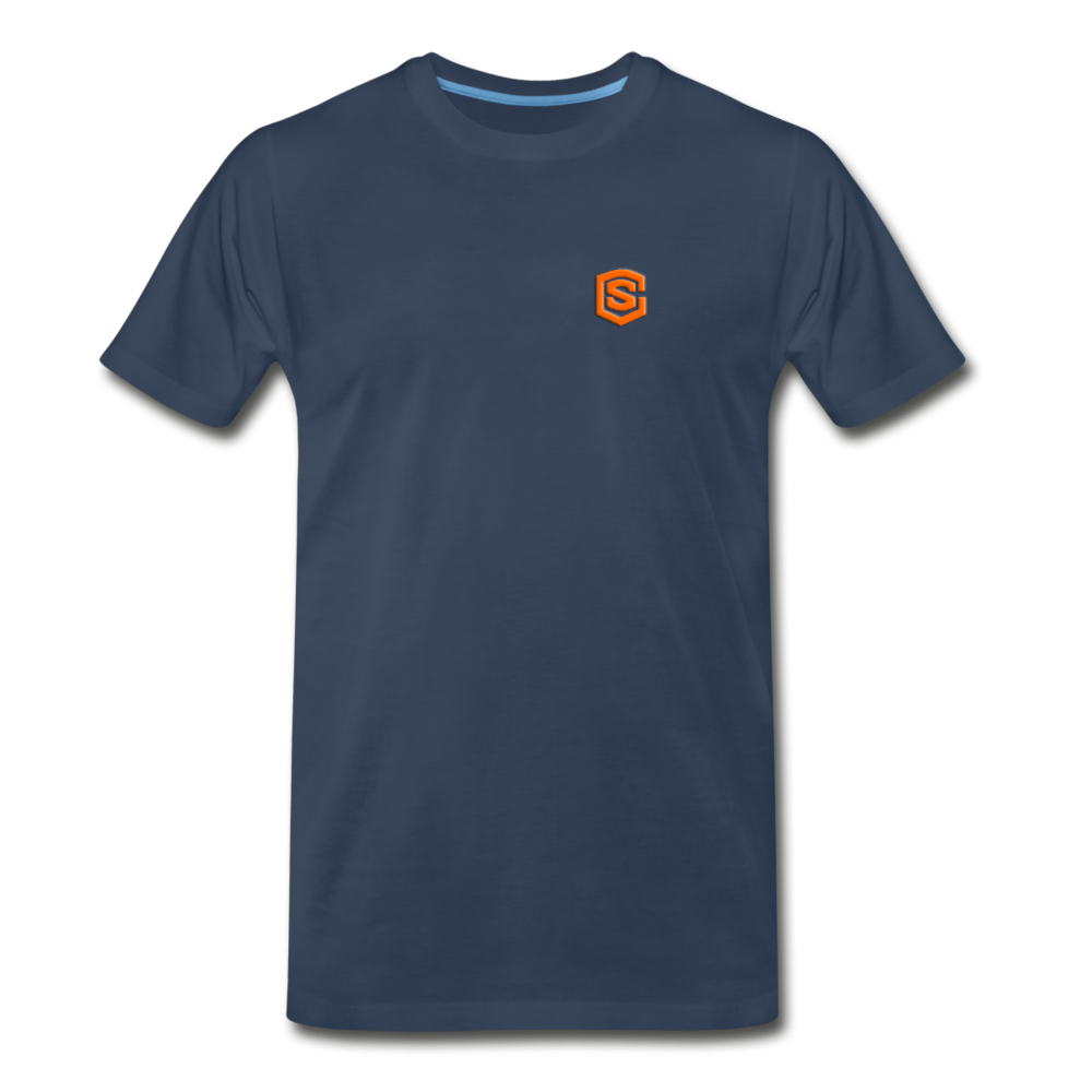 Men’s Premium Organic T-Shirt WITH ORANGE LOGO - navy