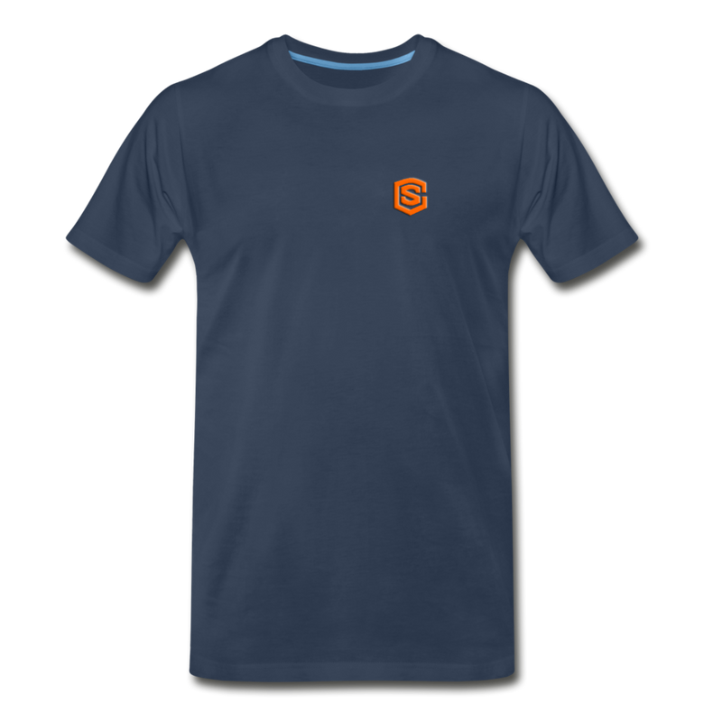 Men’s Premium Organic T-Shirt WITH ORANGE LOGO - navy