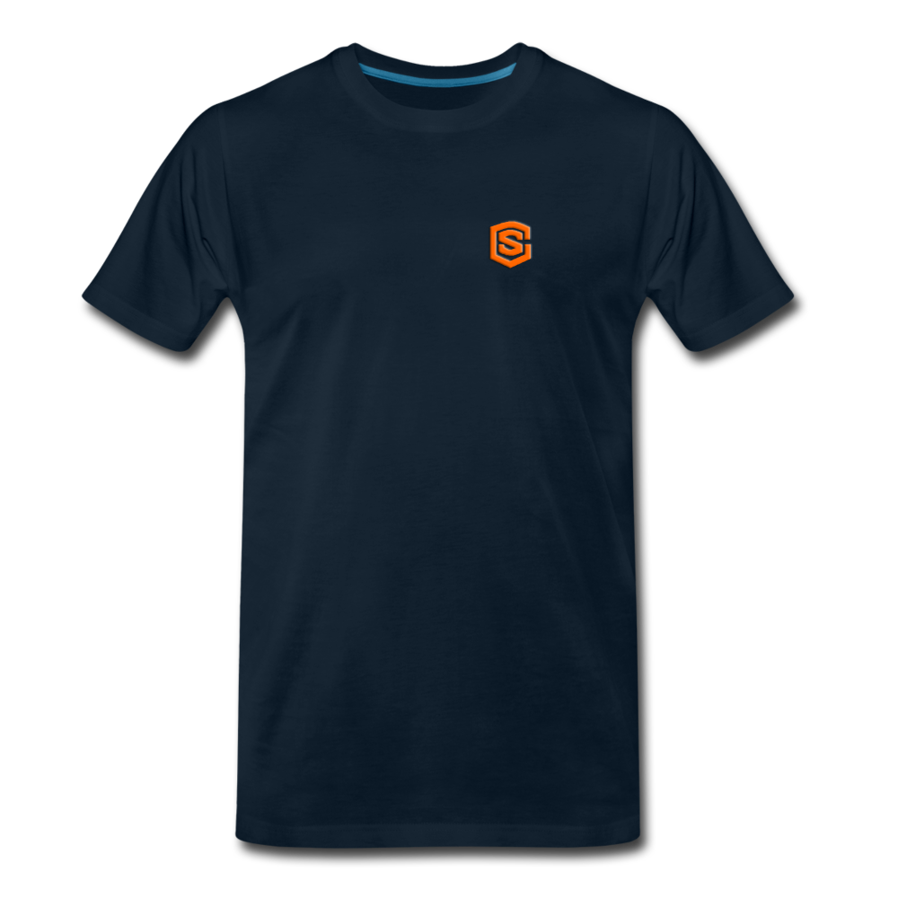 Men’s Premium Organic T-Shirt WITH ORANGE LOGO - deep navy