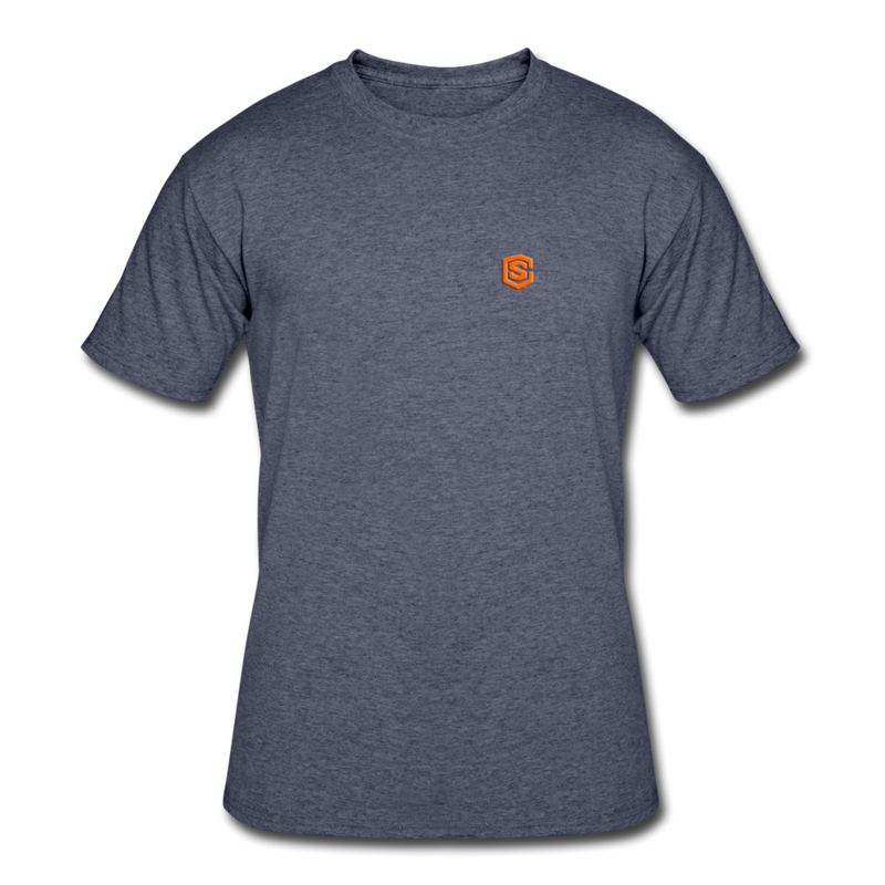 Men’s 50/50 T-Shirt WITH ORANGE  LOGO - navy heather