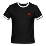 Men's Ringer T-Shirt WITH  RED  LOGO - black/white