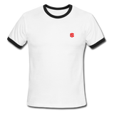 Men's Ringer T-Shirt WITH  RED  LOGO - white/black