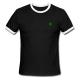 Men's Ringer T-Shirt WITH GREEN  LOGO - black/white