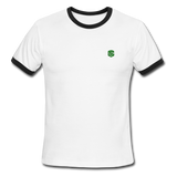 Men's Ringer T-Shirt WITH GREEN  LOGO - white/black