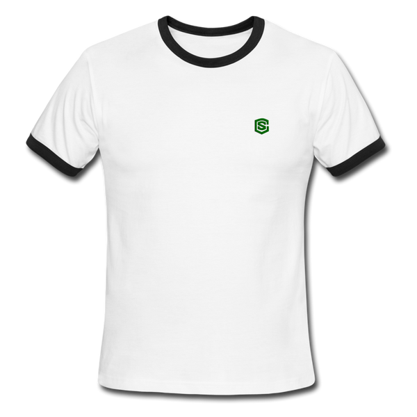 Men's Ringer T-Shirt WITH GREEN  LOGO - white/black