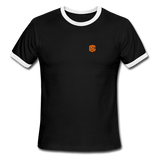 Men's Ringer T-Shirt WITH ORANGE LOGO - black/white