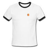 Men's Ringer T-Shirt WITH ORANGE LOGO - white/black