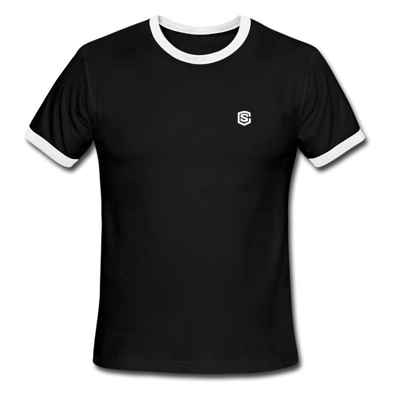 Men's Ringer T-Shirt WITH WHITE LOGO - black/white