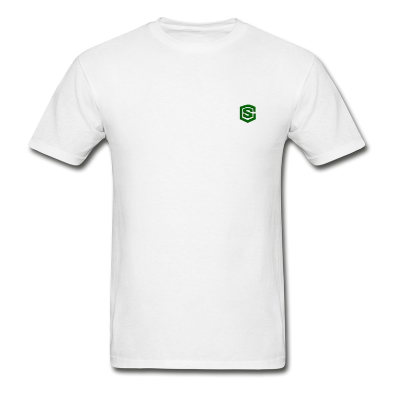 Hanes Adult Tagless T-Shirt  WITH GREEN  LOGO - white