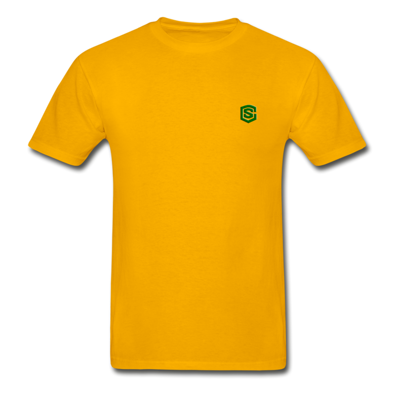 Hanes Adult Tagless T-Shirt  WITH GREEN  LOGO - gold