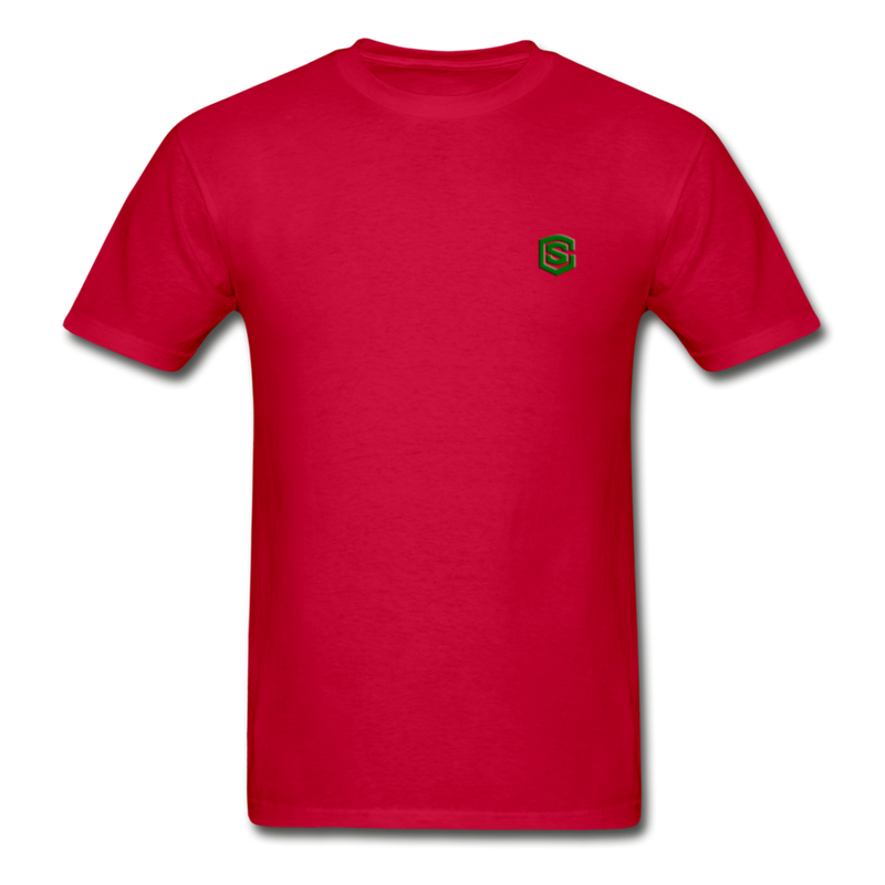 Hanes Adult Tagless T-Shirt  WITH GREEN  LOGO - red