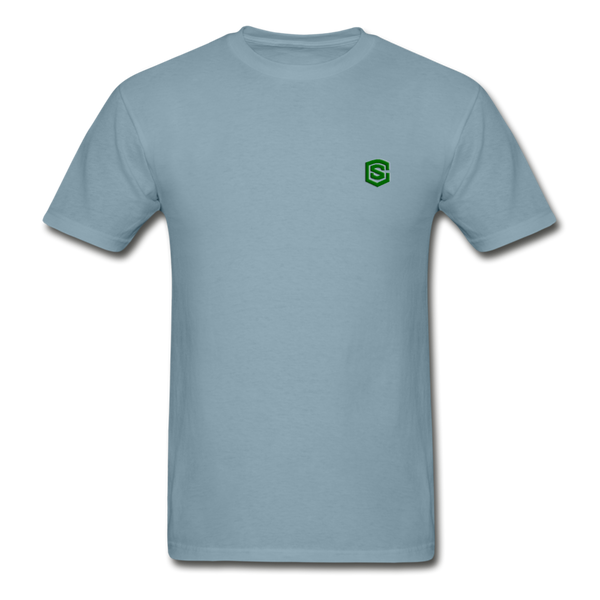 Hanes Adult Tagless T-Shirt  WITH GREEN  LOGO - stonewash blue