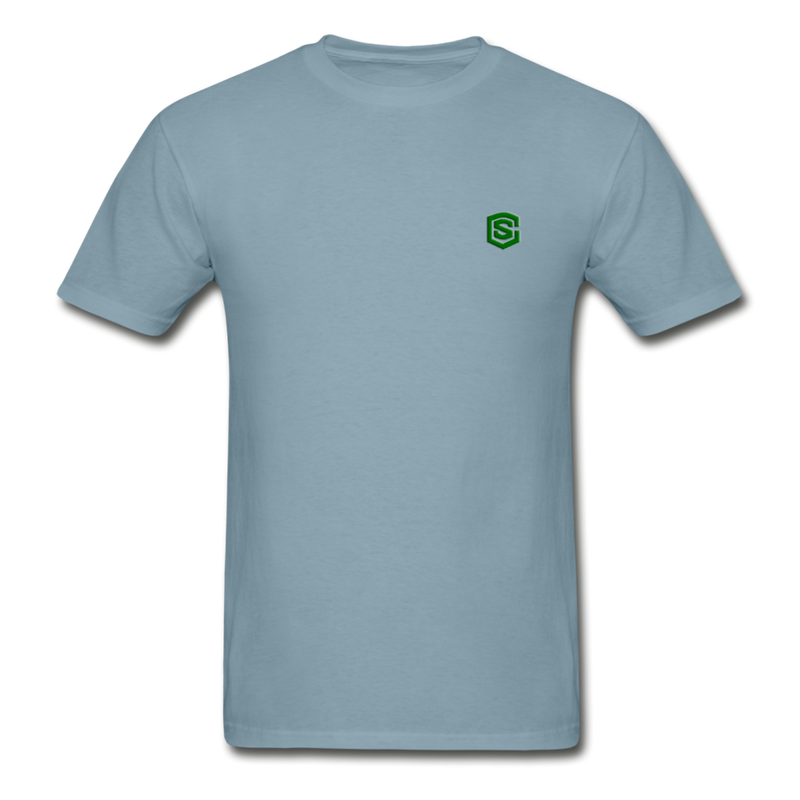 Hanes Adult Tagless T-Shirt  WITH GREEN  LOGO - stonewash blue