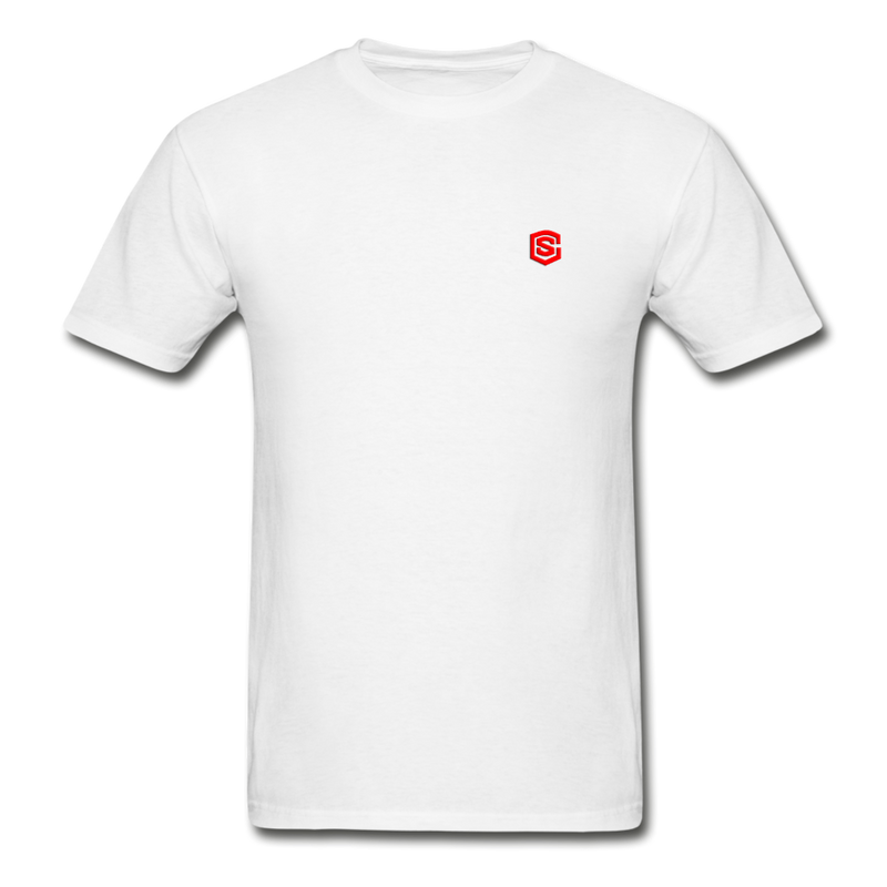 Hanes Adult Tagless T-Shirt  WITH RED  LOGO - white