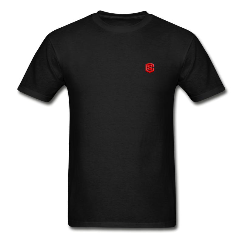 Hanes Adult Tagless T-Shirt  WITH RED  LOGO - black