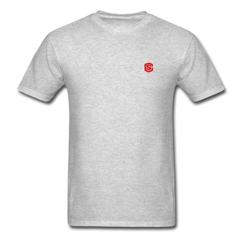 Hanes Adult Tagless T-Shirt  WITH RED  LOGO - heather gray