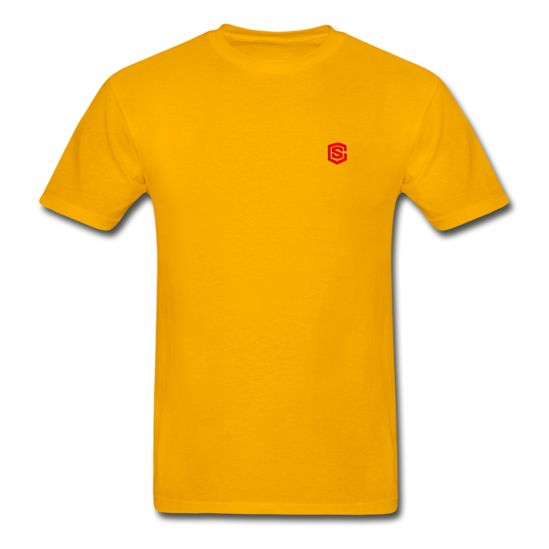 Hanes Adult Tagless T-Shirt  WITH RED  LOGO - gold