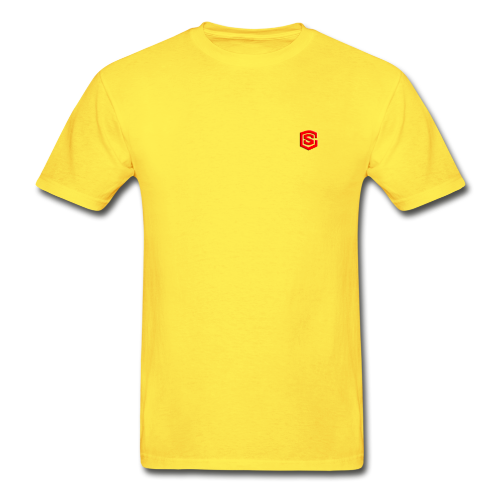 Hanes Adult Tagless T-Shirt  WITH RED  LOGO - yellow