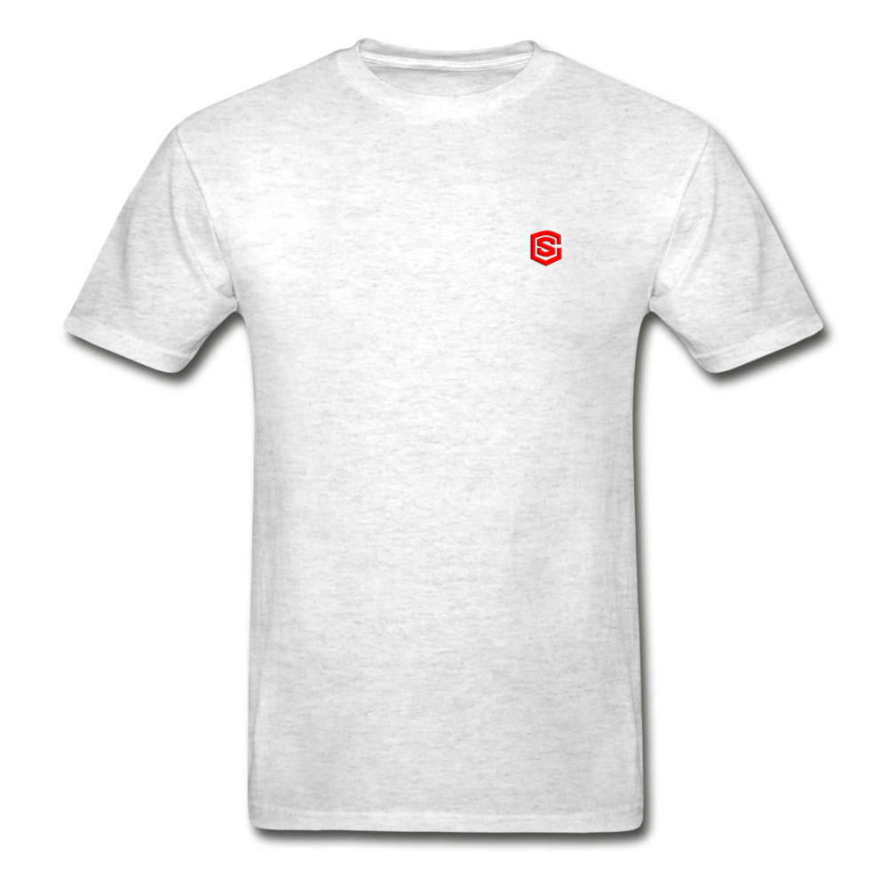 Hanes Adult Tagless T-Shirt  WITH RED  LOGO - light heather gray
