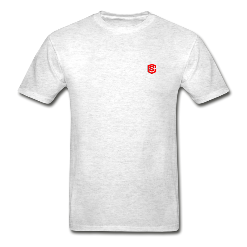 Hanes Adult Tagless T-Shirt  WITH RED  LOGO - light heather gray