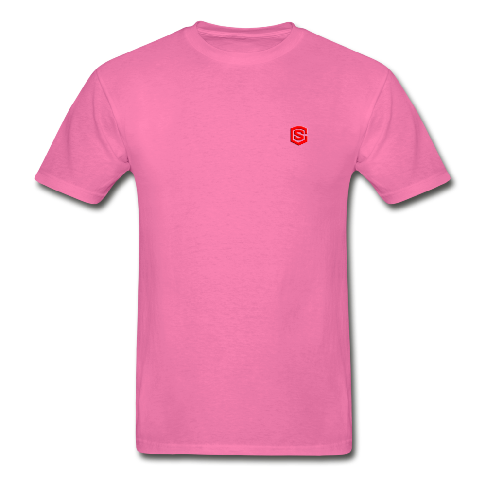 Hanes Adult Tagless T-Shirt  WITH RED  LOGO - hot pink