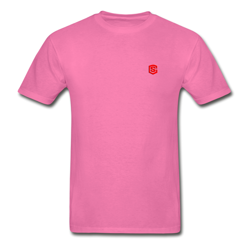 Hanes Adult Tagless T-Shirt  WITH RED  LOGO - hot pink