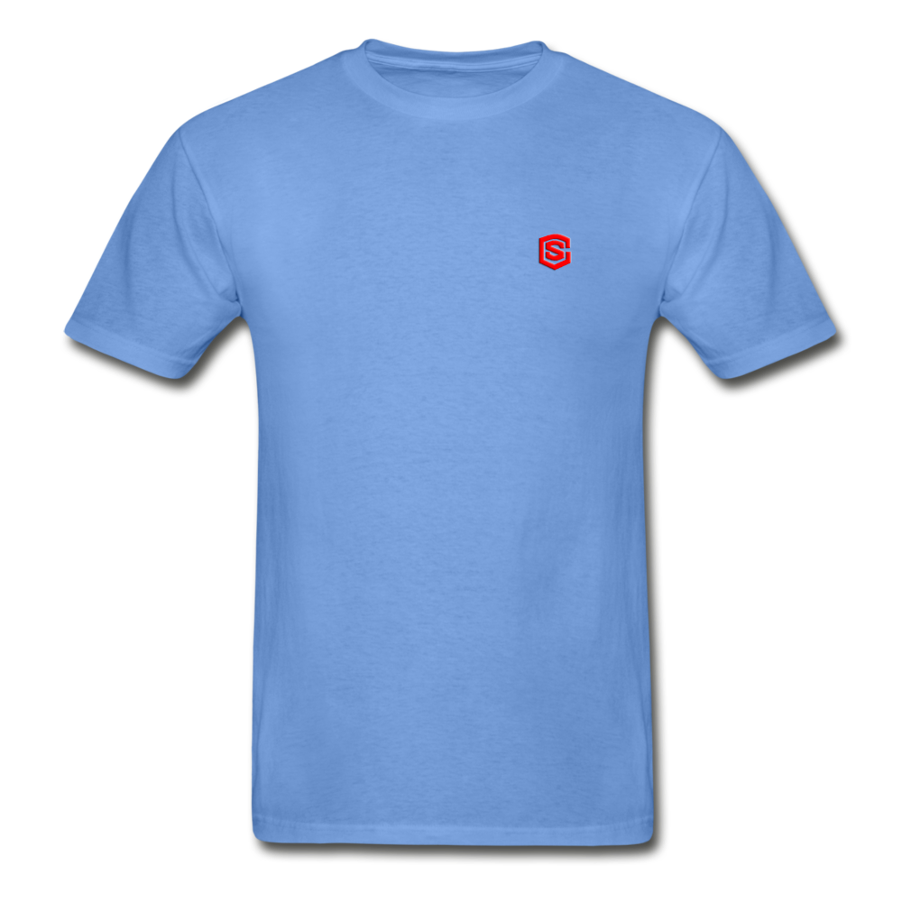 Hanes Adult Tagless T-Shirt  WITH RED  LOGO - carolina blue