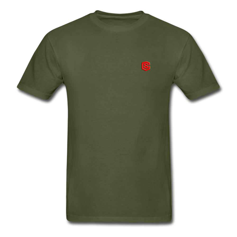 Hanes Adult Tagless T-Shirt  WITH RED  LOGO - military green