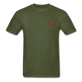 Hanes Adult Tagless T-Shirt  WITH RED  LOGO - military green