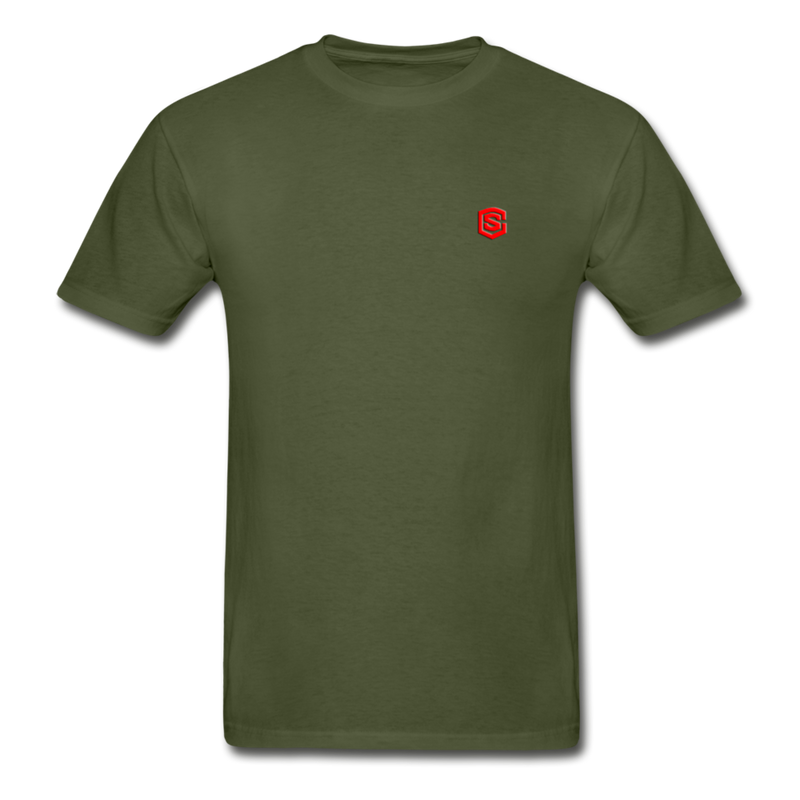 Hanes Adult Tagless T-Shirt  WITH RED  LOGO - military green