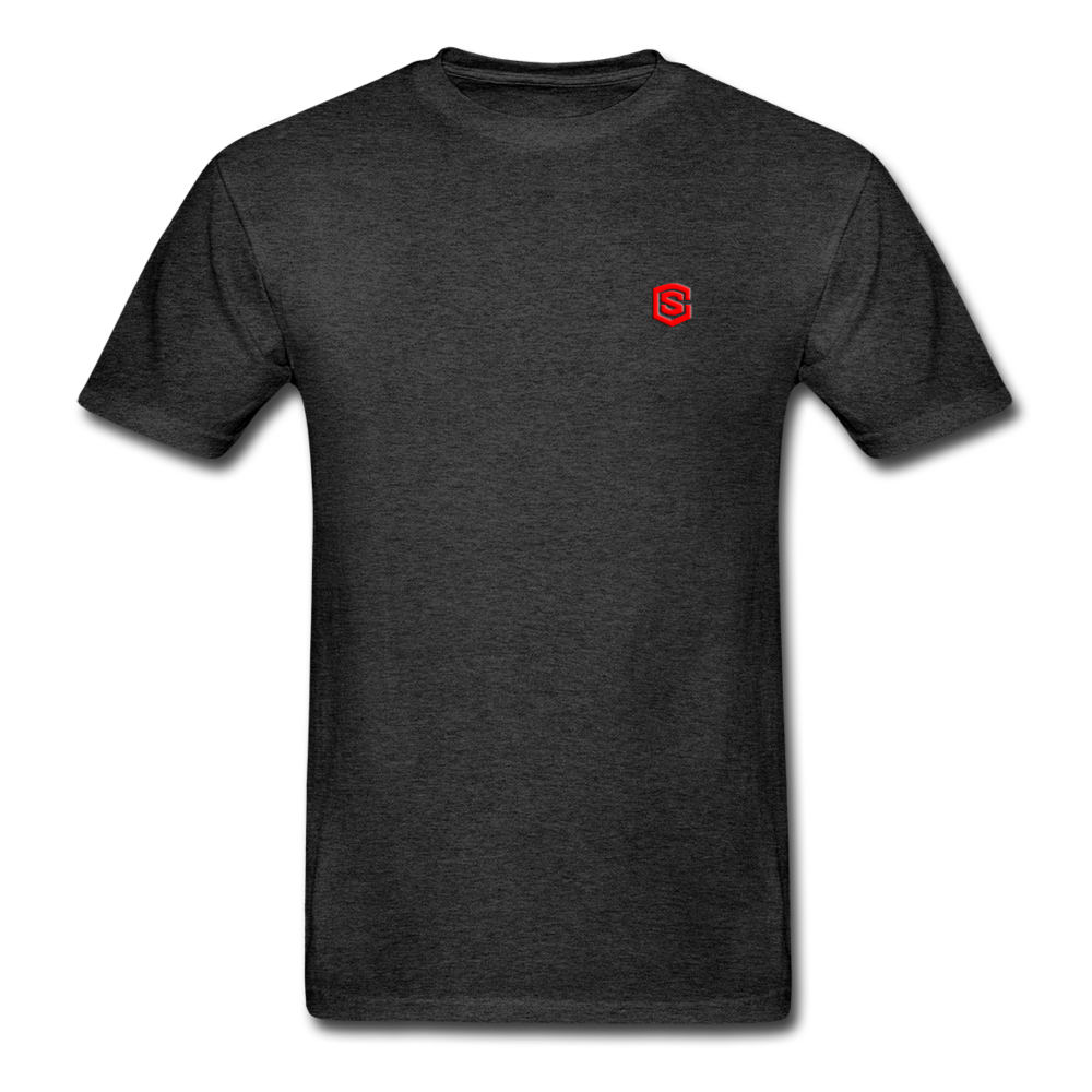 Hanes Adult Tagless T-Shirt  WITH RED  LOGO - charcoal gray