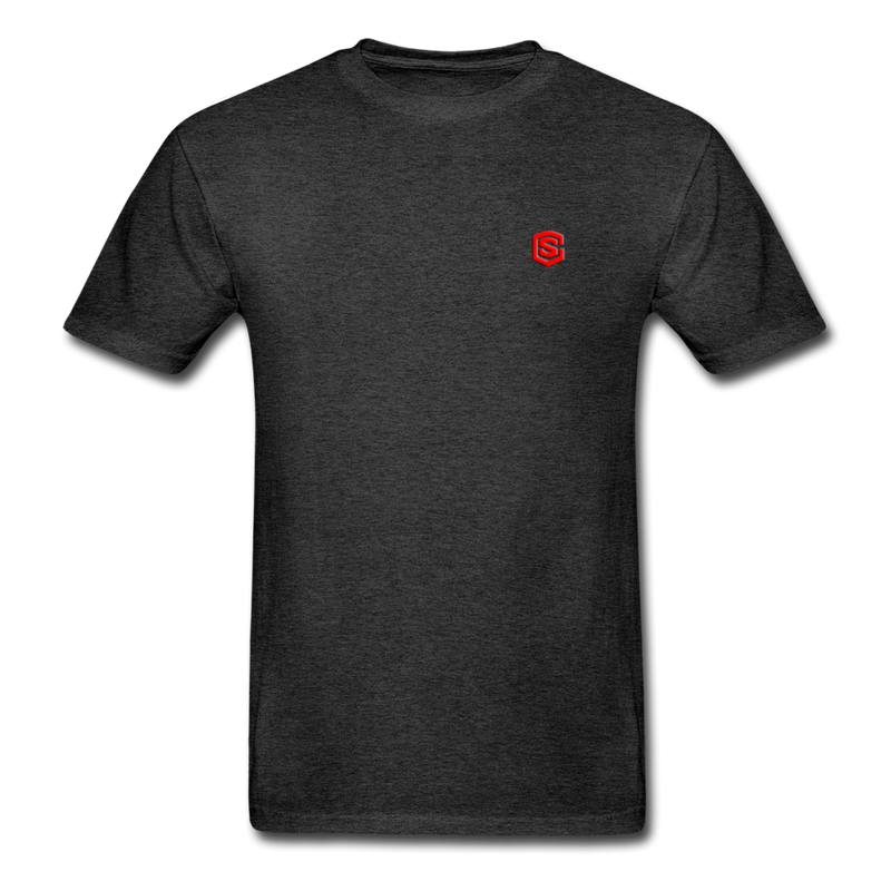 Hanes Adult Tagless T-Shirt  WITH RED  LOGO - charcoal gray