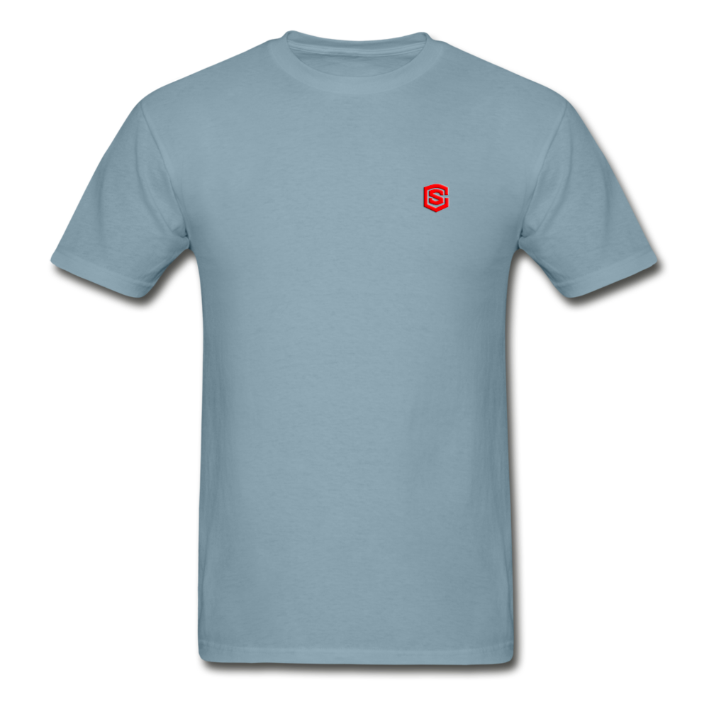Hanes Adult Tagless T-Shirt  WITH RED  LOGO - stonewash blue