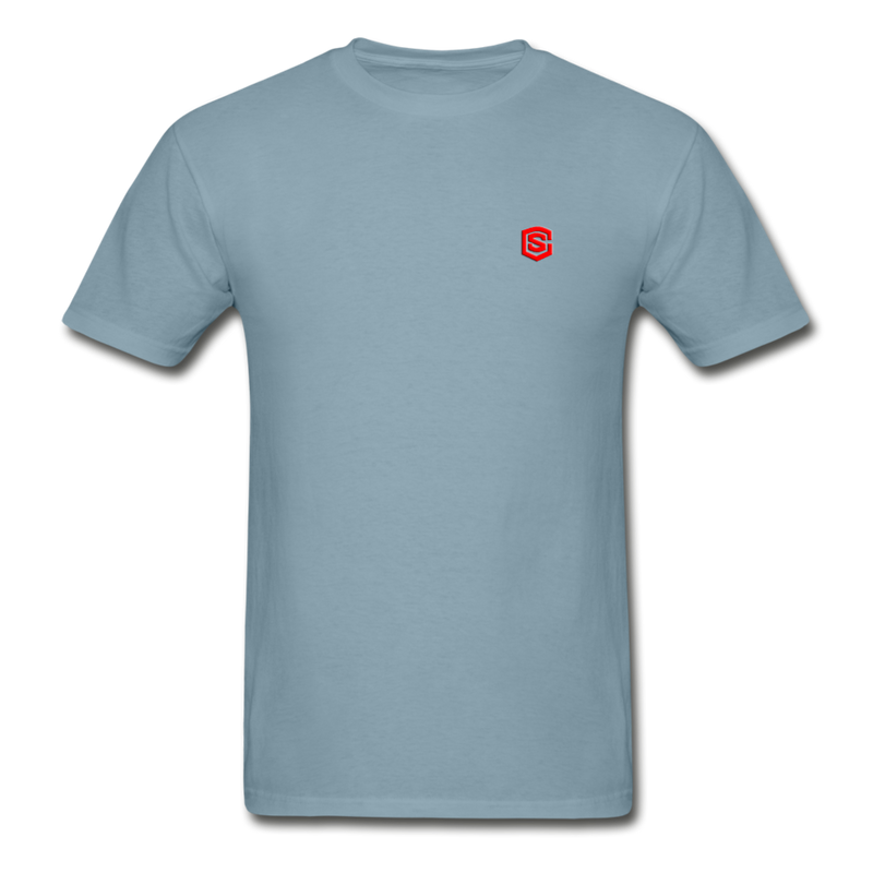 Hanes Adult Tagless T-Shirt  WITH RED  LOGO - stonewash blue