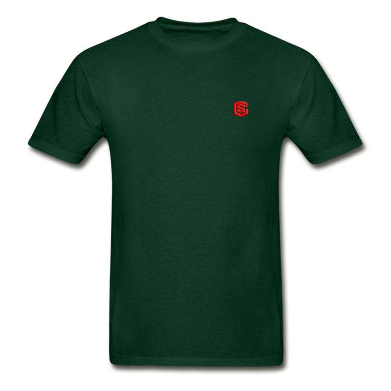 Hanes Adult Tagless T-Shirt  WITH RED  LOGO - forest green