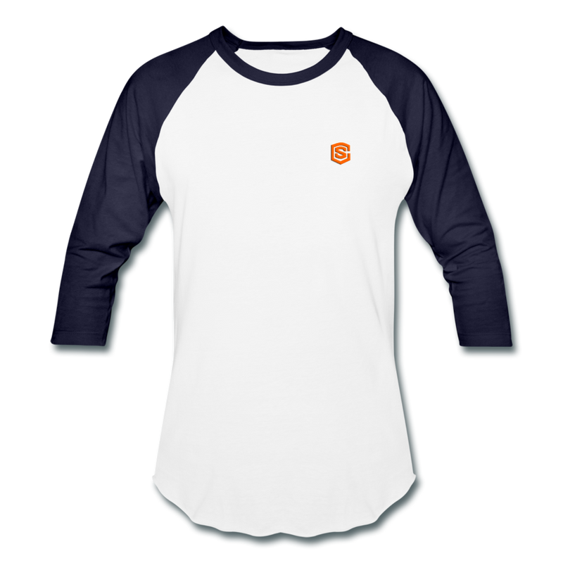 Baseball T-Shirt WITH ORANGE LOGO - white/navy