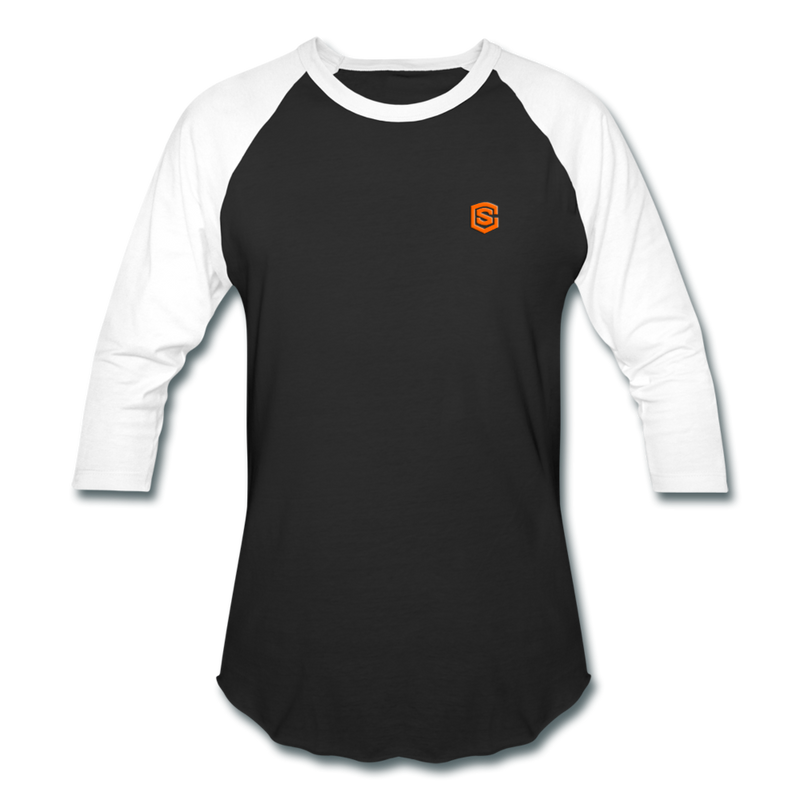 Baseball T-Shirt WITH ORANGE LOGO - black/white