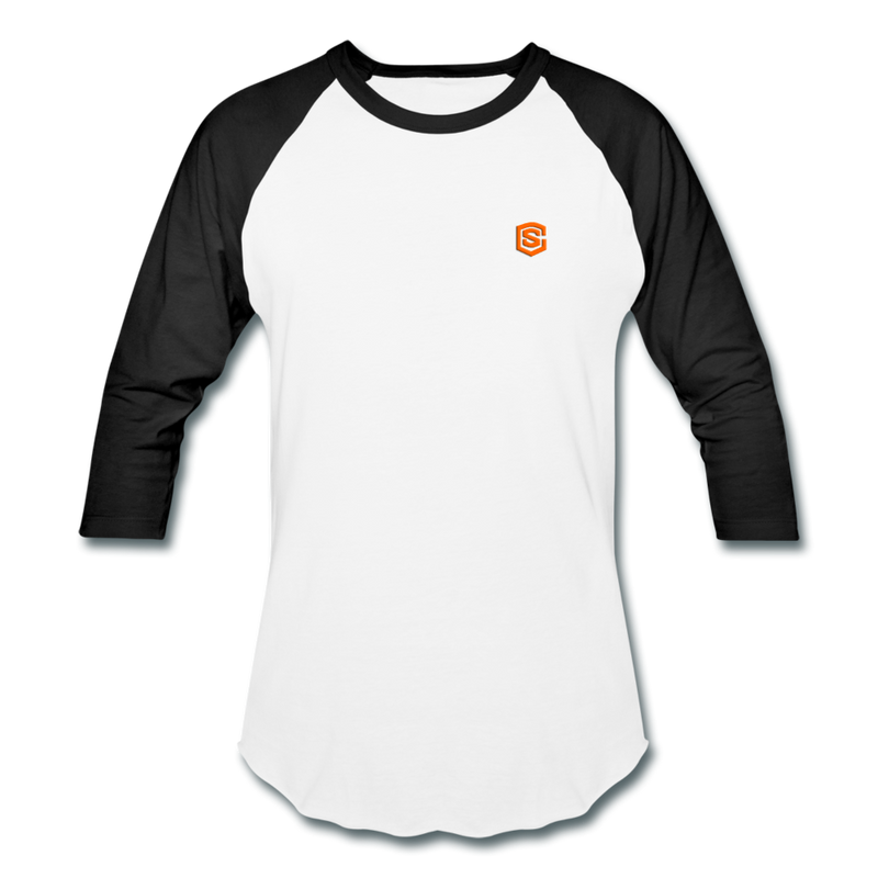 Baseball T-Shirt WITH ORANGE LOGO - white/black