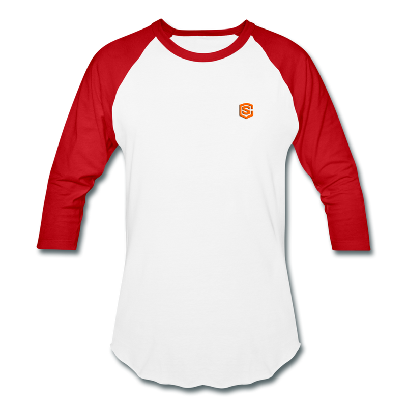 Baseball T-Shirt WITH ORANGE LOGO - white/red