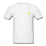 Hanes Adult Tagless T-Shirt  WITH  YELLOW  LOGO - white