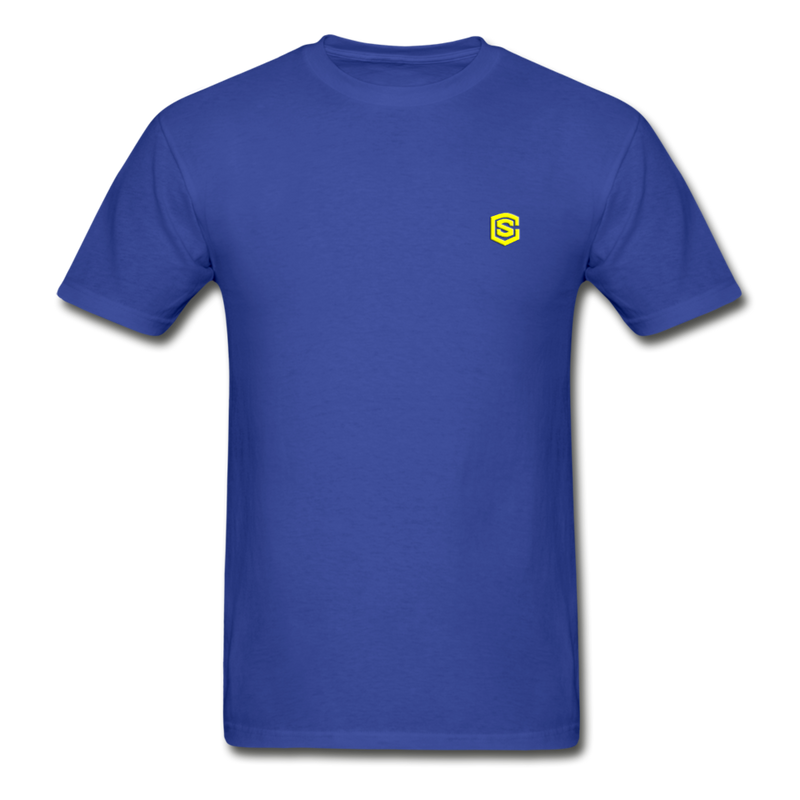 Hanes Adult Tagless T-Shirt  WITH  YELLOW  LOGO - royal blue