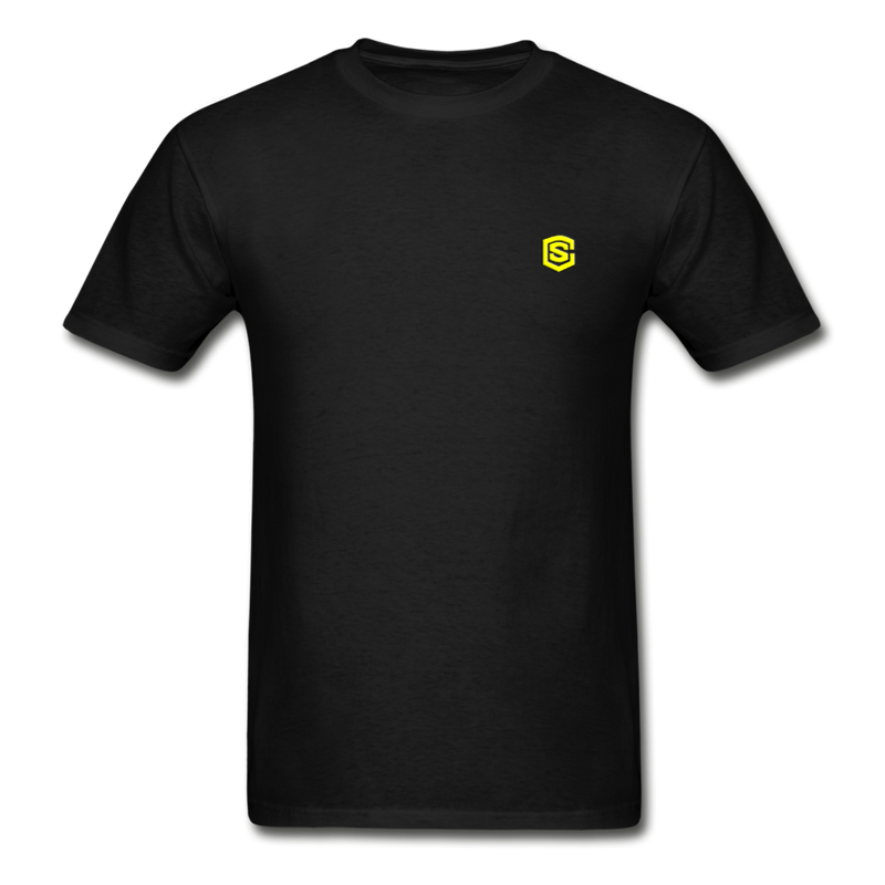 Hanes Adult Tagless T-Shirt  WITH  YELLOW  LOGO - black