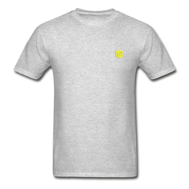 Hanes Adult Tagless T-Shirt  WITH  YELLOW  LOGO - heather gray