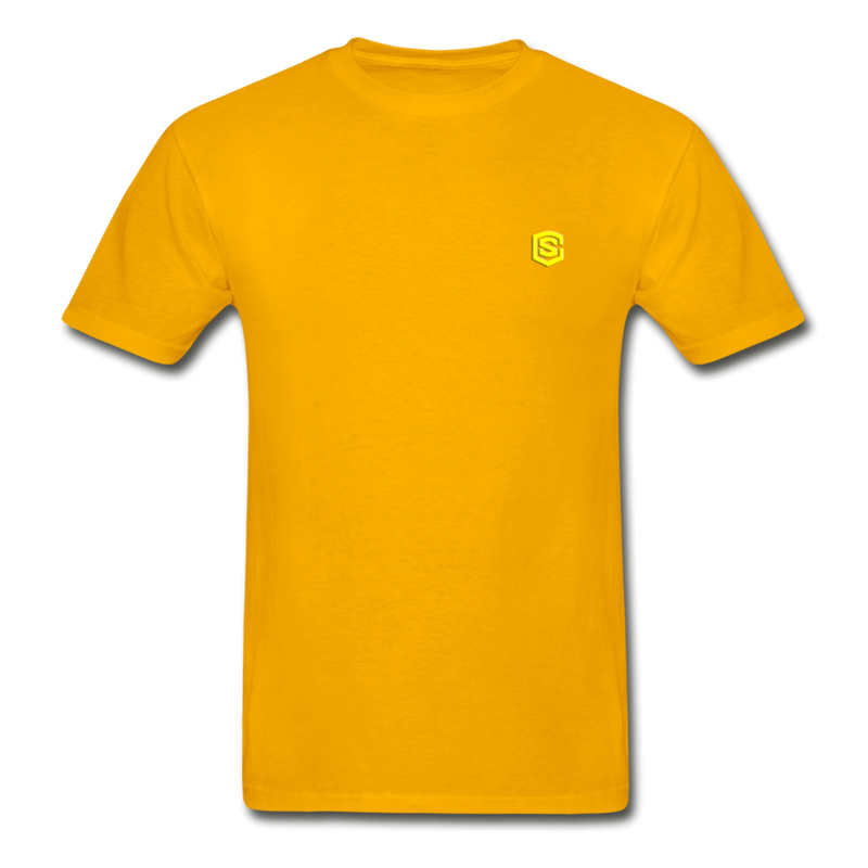 Hanes Adult Tagless T-Shirt  WITH  YELLOW  LOGO - gold