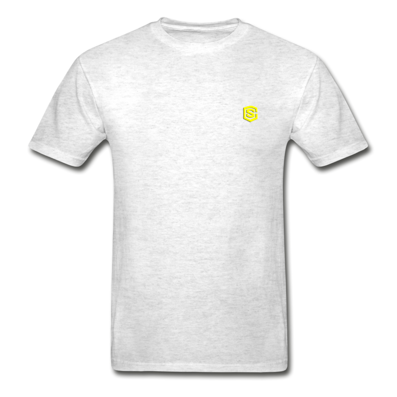 Hanes Adult Tagless T-Shirt  WITH  YELLOW  LOGO - light heather gray