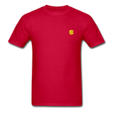 Hanes Adult Tagless T-Shirt  WITH  YELLOW  LOGO - red