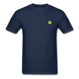 Hanes Adult Tagless T-Shirt  WITH  YELLOW  LOGO - navy