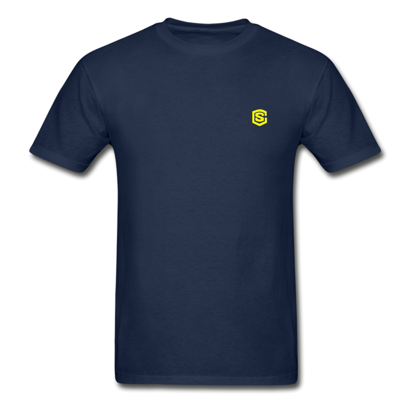 Hanes Adult Tagless T-Shirt  WITH  YELLOW  LOGO - navy